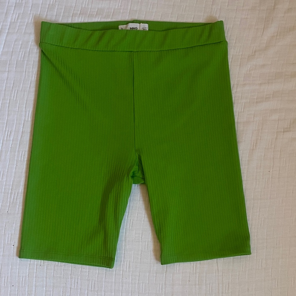 MANGO Vibrant Green Ribbed Shorts